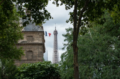 Paris Eiffel and Flag
