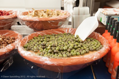Many varieties of olives were on offer