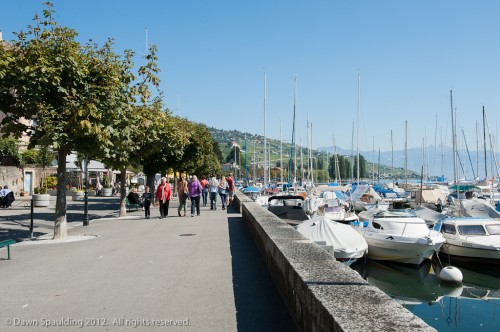 Promenade with Lavaux hills in background